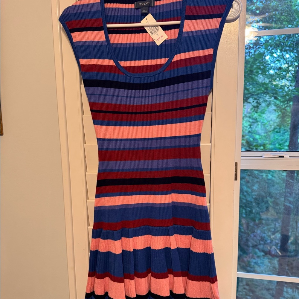 Anthropologie Striped Knit Sleeveless Dress in Blue and Pink